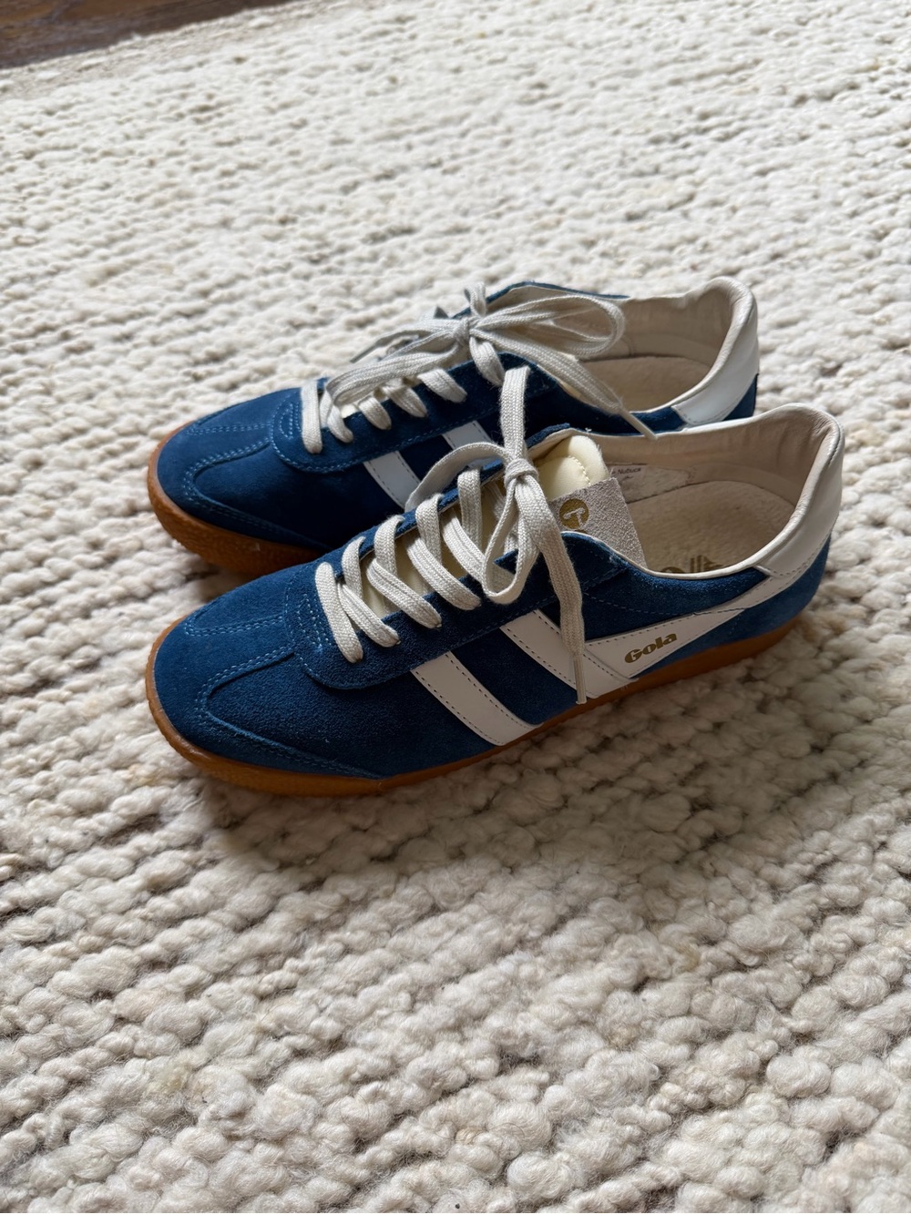 Gola Blue and White Suede Low-Top Sneakers